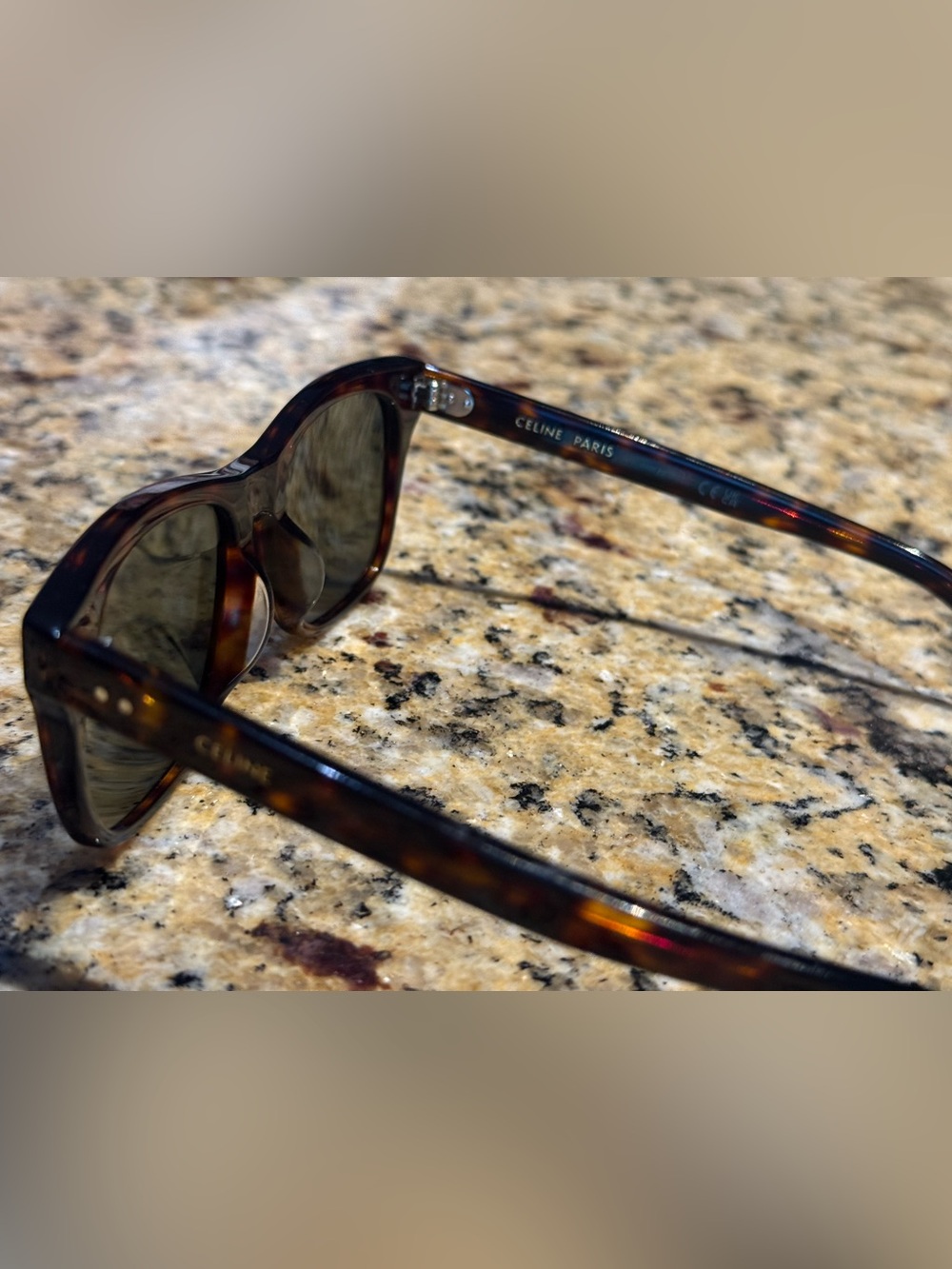 Celine Tortoiseshell Acetate Sunglasses with Dark Lenses - Picture 4 of 5